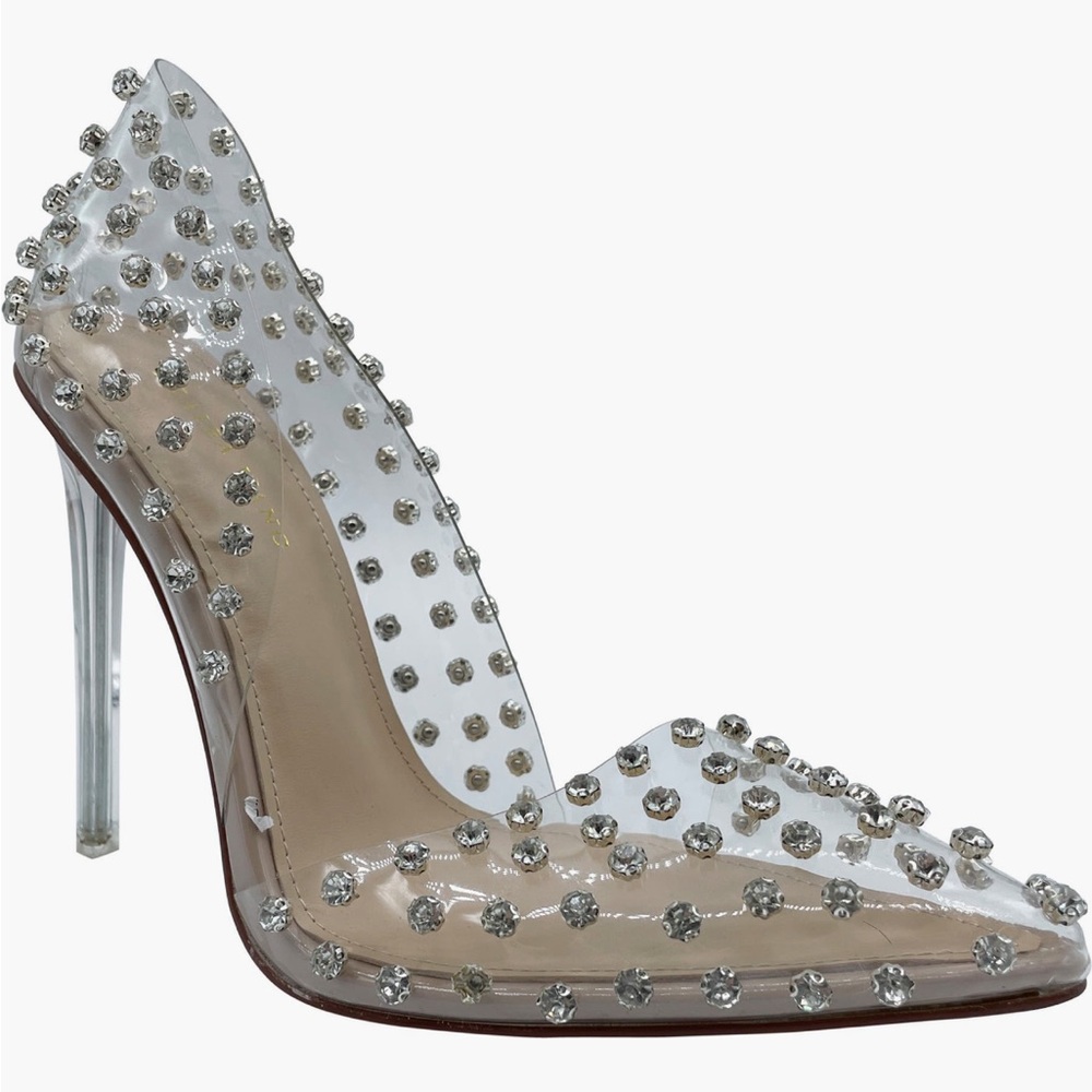 Azalea Wang Embellished Clear Heels